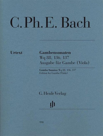 C.P.E. - Sonate per viola da gamba Wq 88 136 137