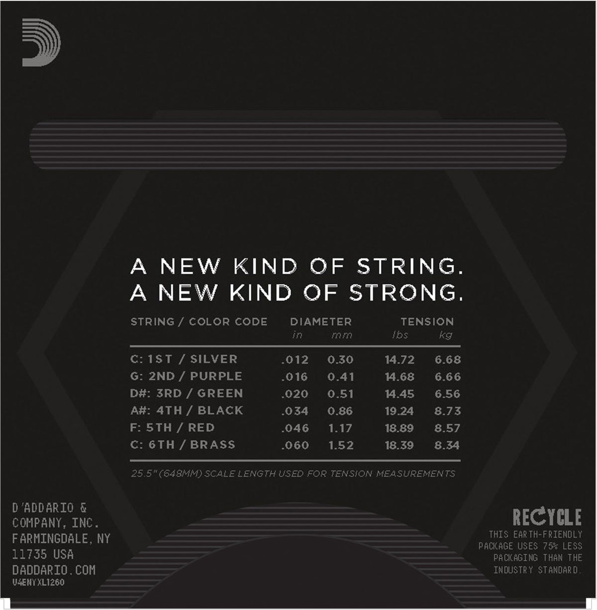 STRINGS FOR ELECTRIC GUITAR NYXL1260 NICKEL NET EXTRA HEAVY 12-60