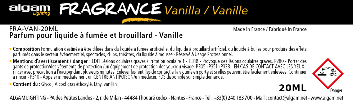 Profumo per Liquido per Fumo e Nebbia Vaniglia 20ML