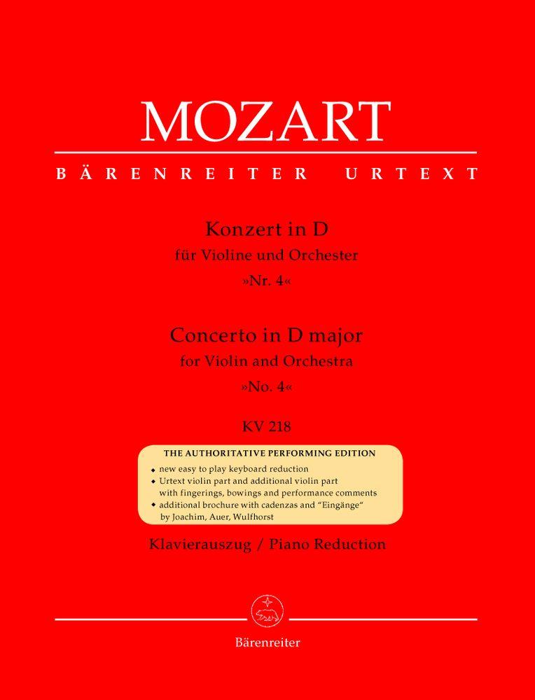 Moz W.A. - CONCERTO IN RE MAGGIORE N°4 KV 218 - VIOLINO PIANOFORTE