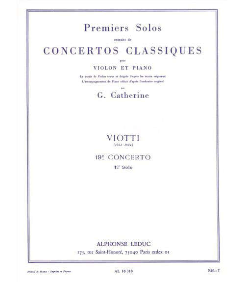 VIOTTI G.B. - SOLO N°1 DU CONCERTO N°19 - VIOLON & PIANO