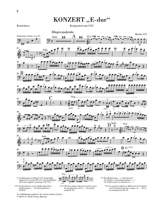 Dittersdorf C.D.V. - Concerto per contrabbasso in Mi maggiore Krebs 172