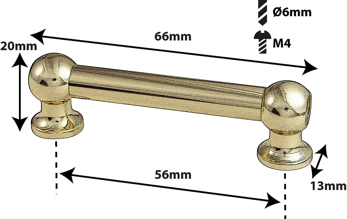 TL12D56-BR Blocchetto Tubo 56mm Dorato Doppio Tirante (X1)
