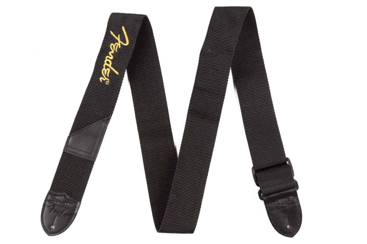 2" Tracolla in poliestere nera con logo giallo