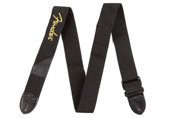 2" Tracolla in poliestere nera con logo giallo