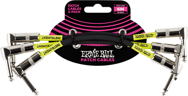 Cavi per strumento Patch Confezione da 3 - Angolato - 15CM Nero