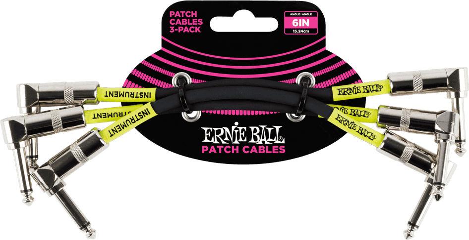 Cavi per strumento Patch Confezione da 3 - Angolato - 15CM Nero
