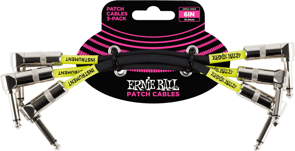 Cavi per strumento Patch Confezione da 3 - Angolato - 15CM Nero