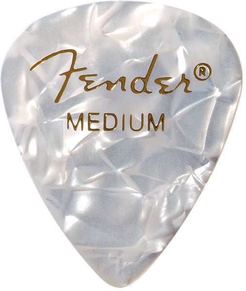 Fender Premium Plettri in celluloide forma 351 Medi White Moto confezione da 12