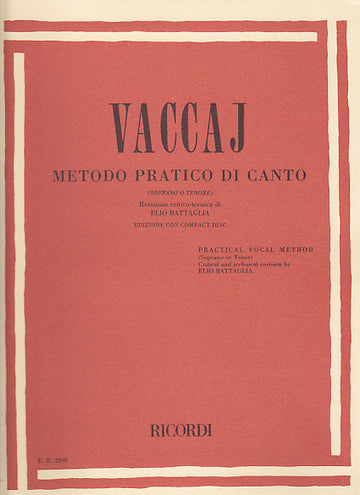 Vaccaj Metodo Pratico Di Canto (S Ou T) Avec CD