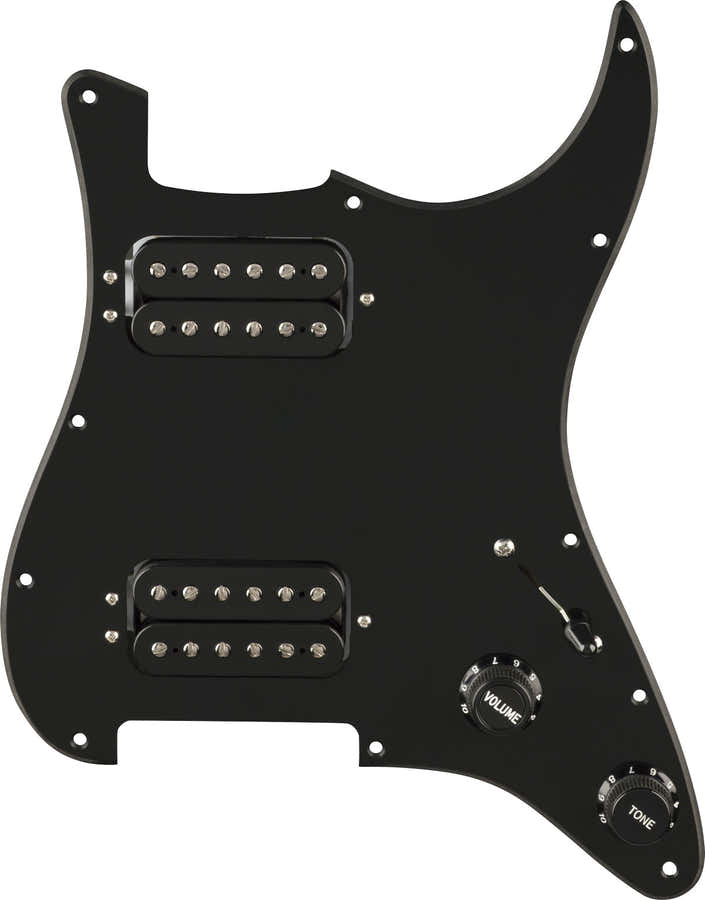 Battipenna Strat precablato Quadra Tap HH nero 11 fori PG