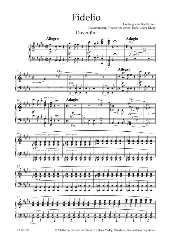 BEETHOVEN LUDWIG VAN - Fidelio OP.72 - Partitura vocale