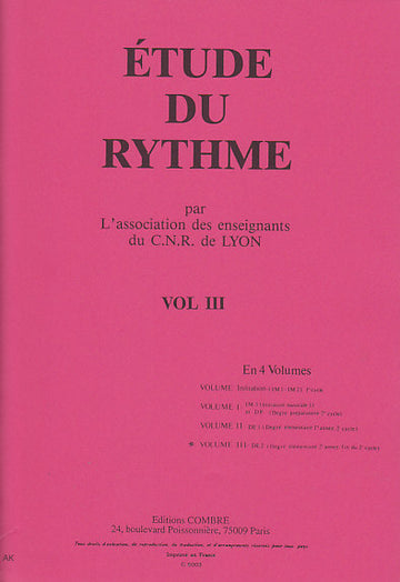 CNR De Lyon - Etude Du Rythme Vol Iii
