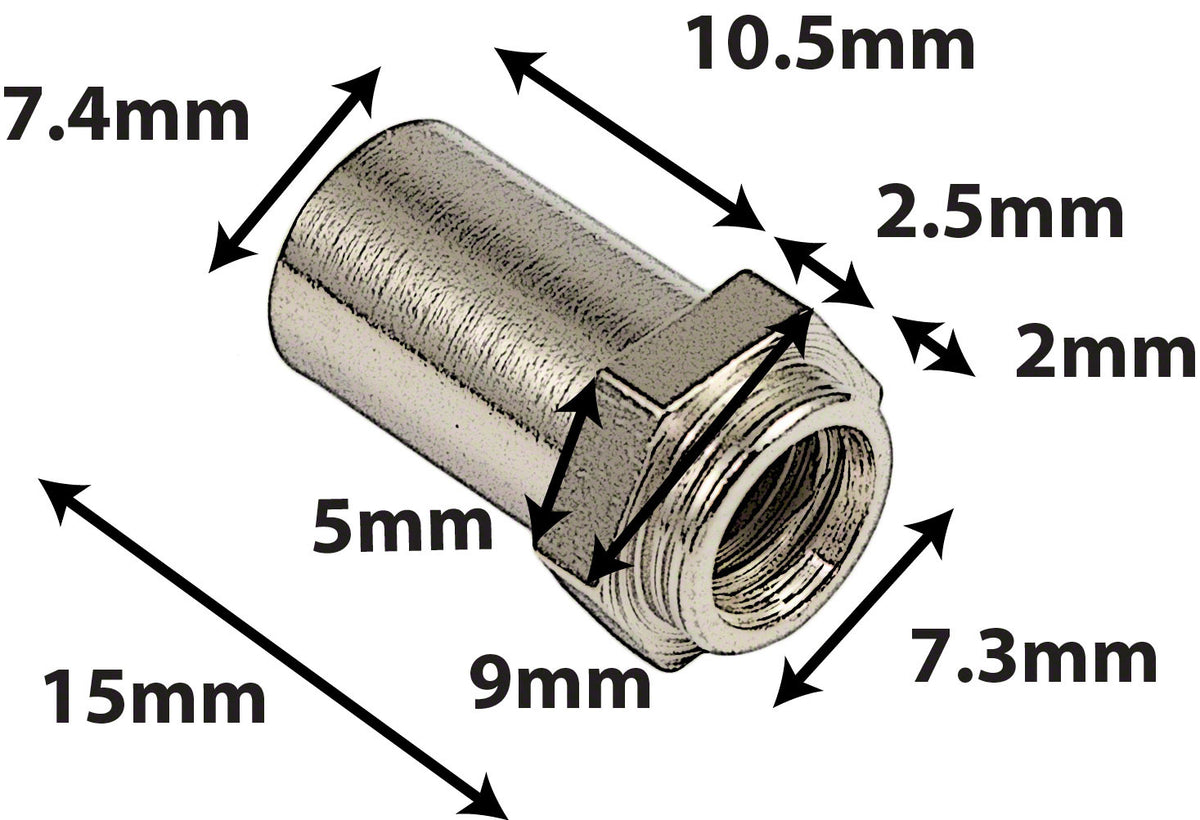 SN-HE-15S Dado Girevole 15mm Testa Esagonale Acciaio (X10)