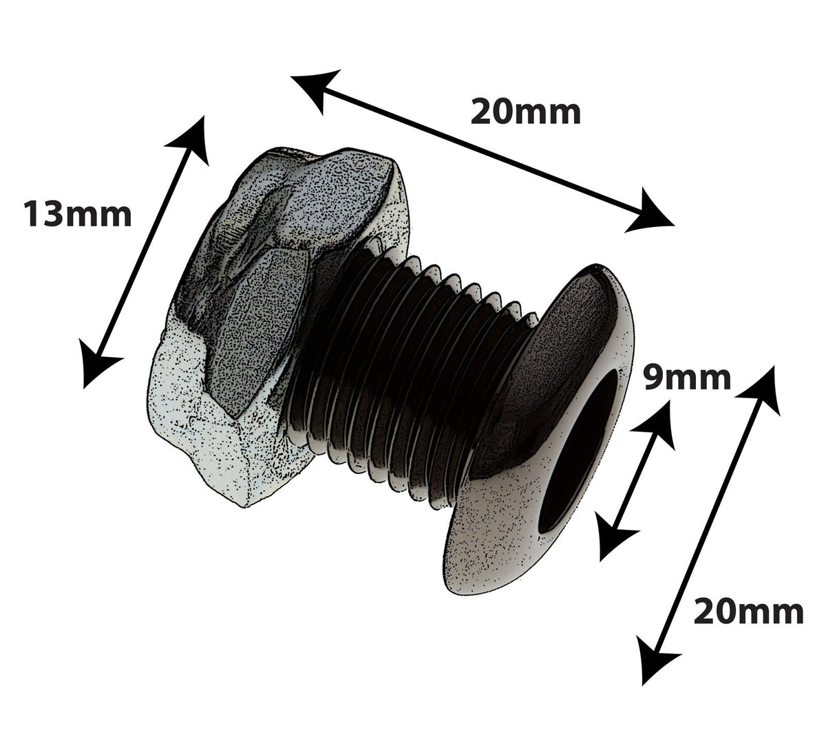 AVH5BK HOLE VENT NERO DIE CAST 20MM