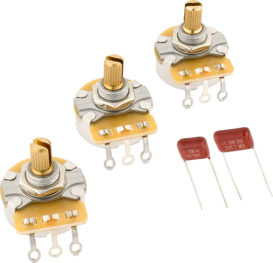 Stratocaster Kit di potenziometri ad alberino sdoppiato e condensatori da 3 pezzi