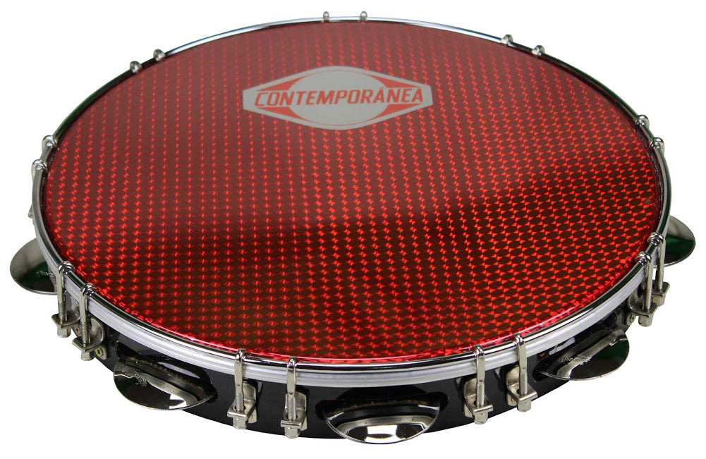 C-PF12-01BR - PANDEIRO 12" BLACK - SKIN RED - STOCKB