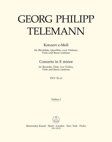 Telemann G. Ph. - Concerto En Mi Mineur Pour Flb Alto Fl Cordes Et Bc
