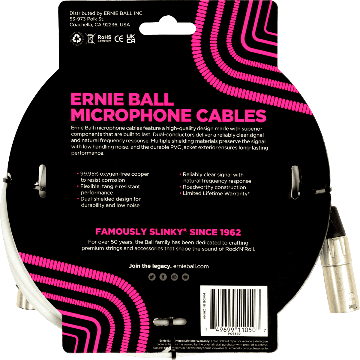Cavi Microfono Classico XLR Maschio/XLR Femmina 6M Bianco