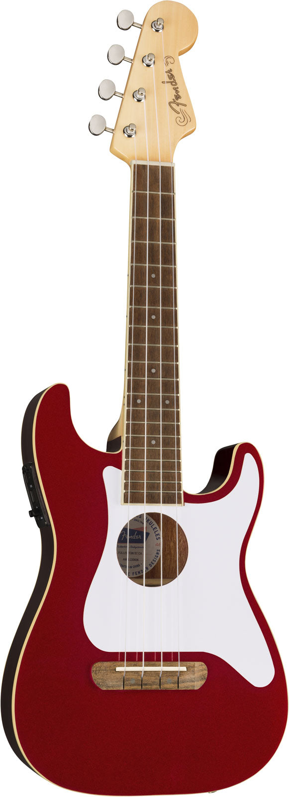 Stratocaster Fullerton Uke WN Rosso mela candita