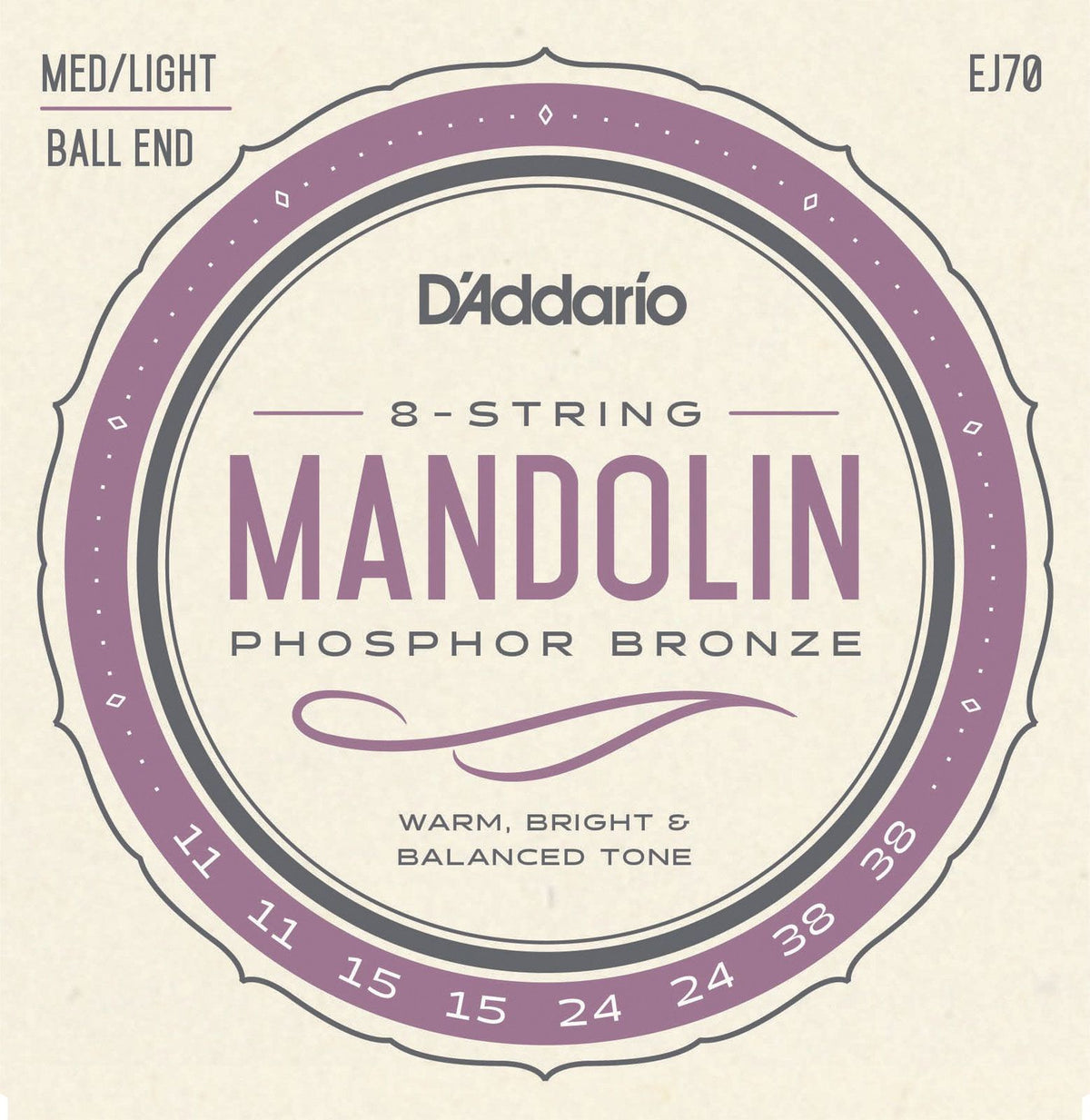 EJ70 PHOSPHOR BRONZE MANDOLIN STRINGS BALL END MEDIUM/LIGHT 11-38
