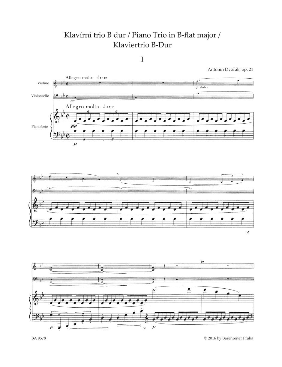 DVORAK A. - PIANO TRIO B-FLAT MAJOR OP.21