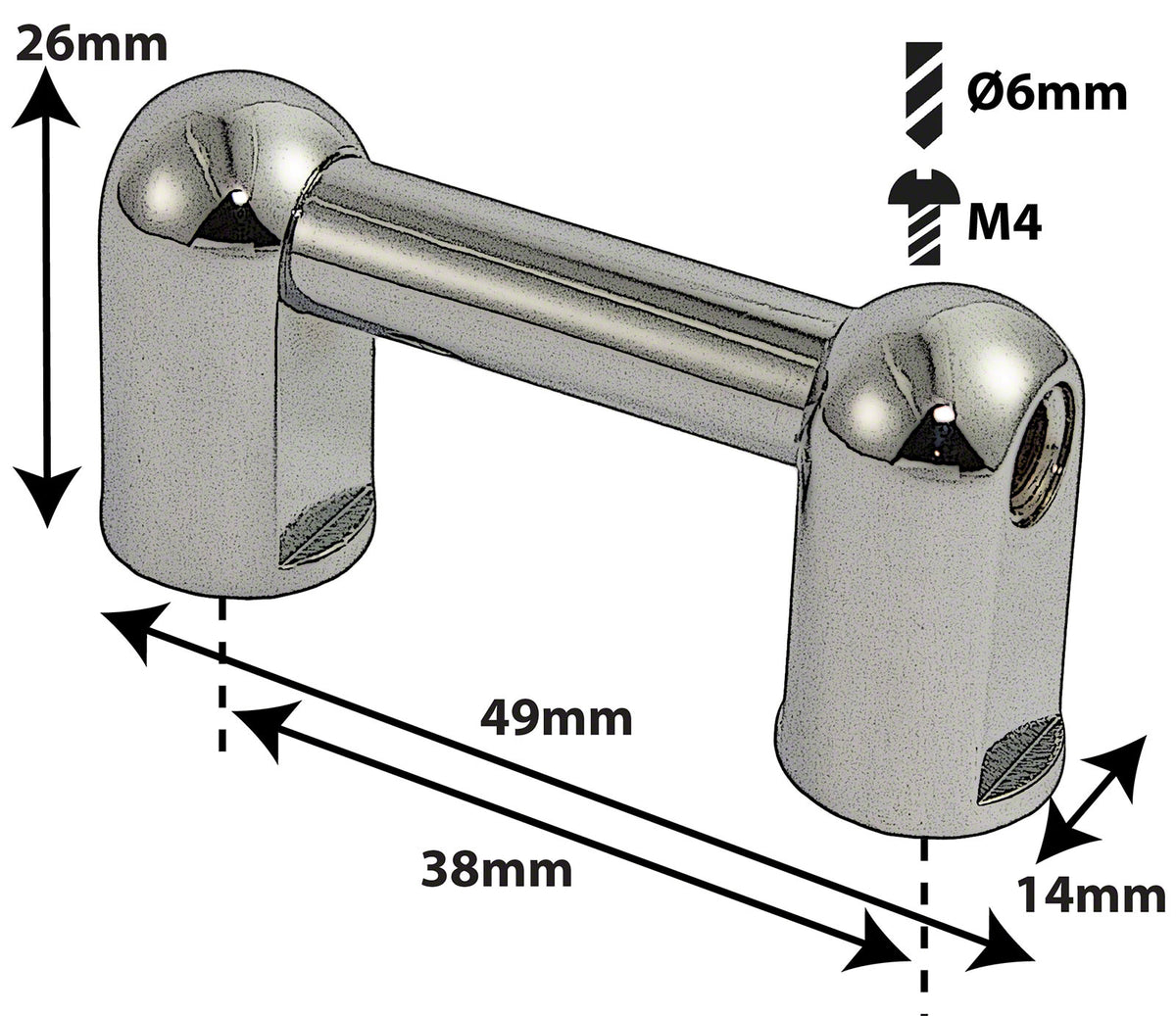 TL2S38B - BLOCCHETTO TUBO GRANCASSA - 38MM - SOLO (X1)