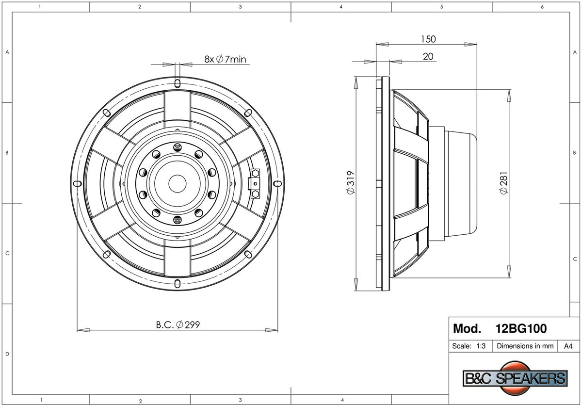 12 BG 100 8 Ohms