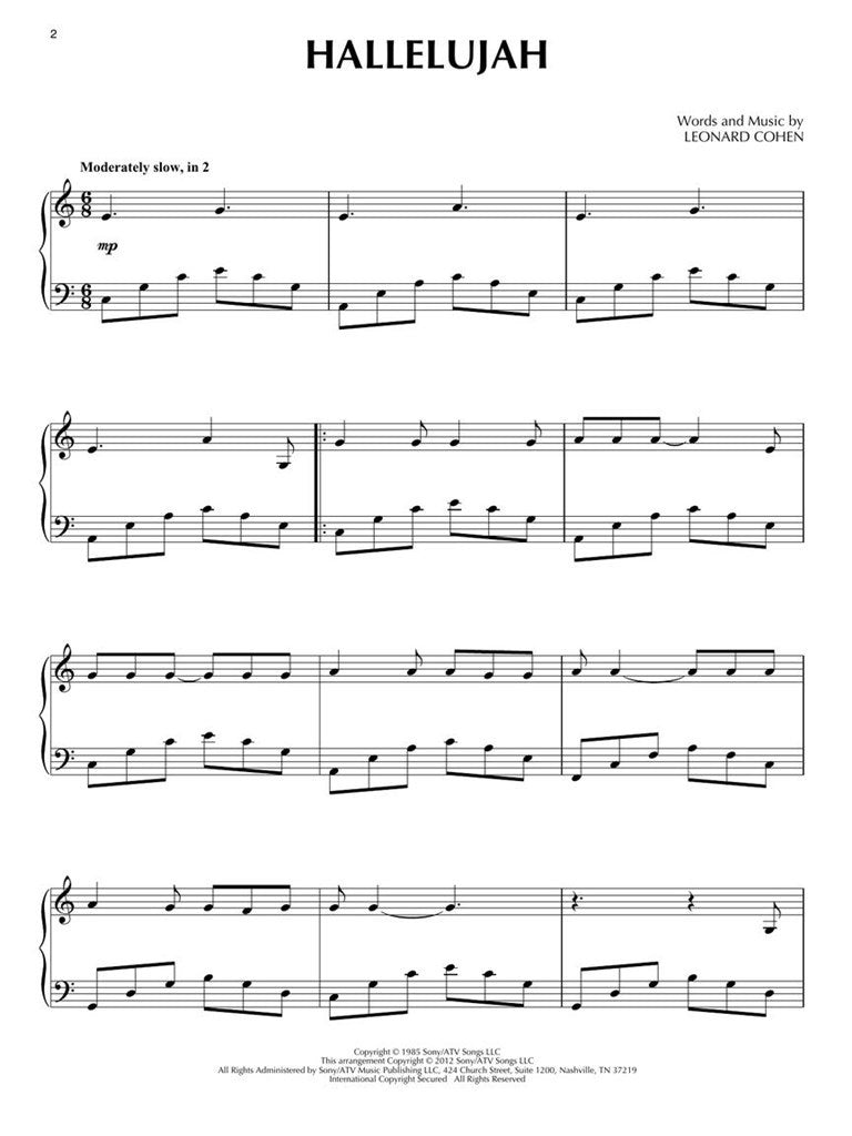 LEONARD COHEN – Hallelujah – Pianoforte solo