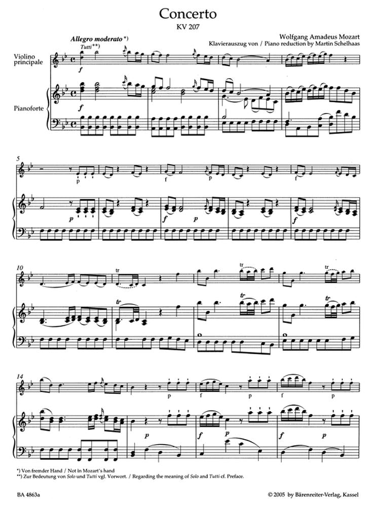 Moz W.A. - Concerto N°1 In Sib Maggiore Kv 207 - Violino Pianoforte