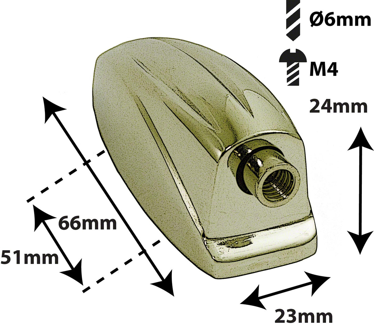 L6BD-BR - Blocchetto Grancassa - 51mm Dorato (X1)