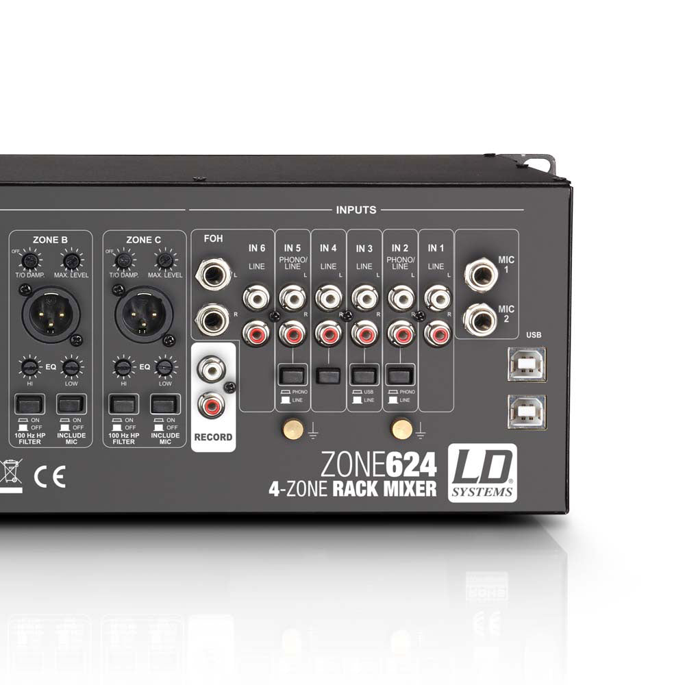 ZONA 624 - MIXER 4 ZONE RACKABLE 3 U