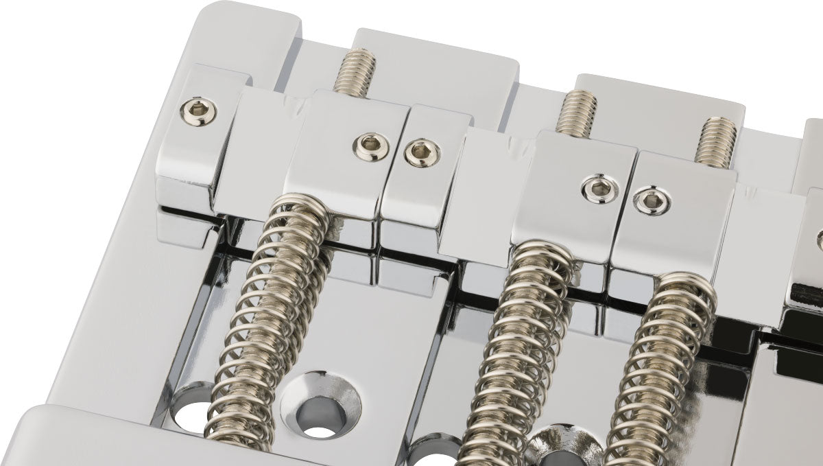Fender Gruppo ponte per basso a 4 corde HiMass con corde passanti e sellette in ottone Cromato