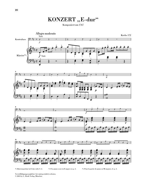 Dittersdorf C.D.V. - Concerto per contrabbasso in Mi maggiore Krebs 172