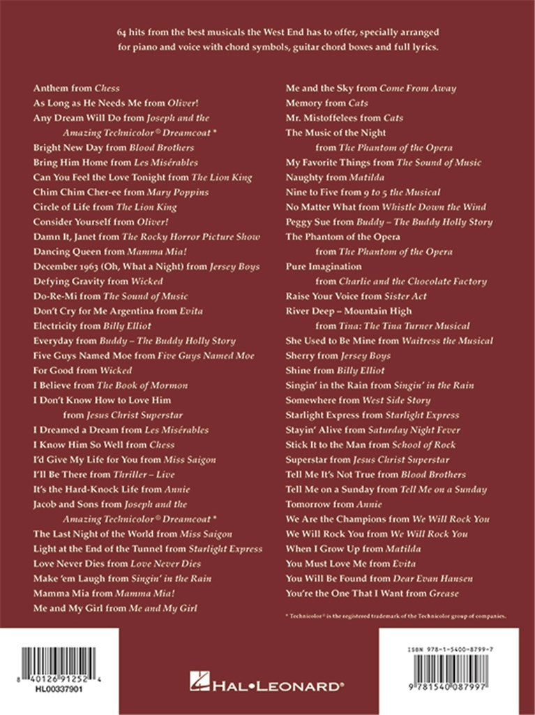 Il grande libro delle canzoni del West End - PVG