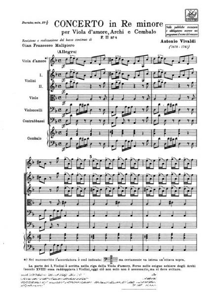 Vivaldi A. - Concerto in Re minore RV 393 F.ii/4 - Viola d'amore
