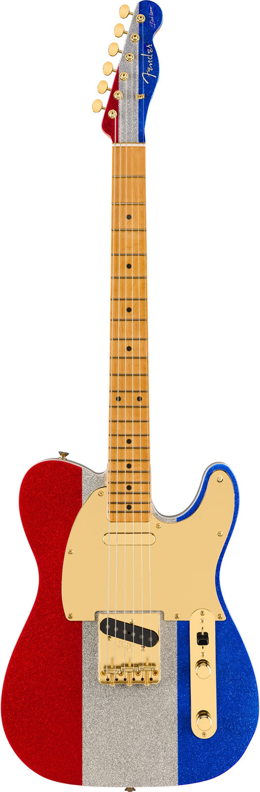 Telecaster Signature Buck Owens Mn Scintillante rosso argento blu