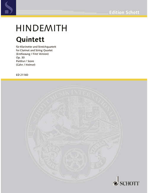 HINDEMITH P. - QUINTETTE OP.30 (PREMIERE VERSION)
