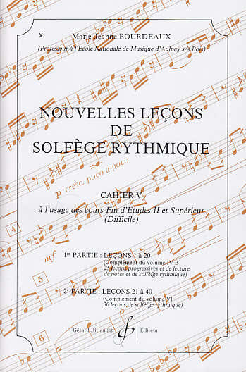 Bourdeaux MARIE-jeanne - Nuove lezioni di solfeggio ritmico Vol.5