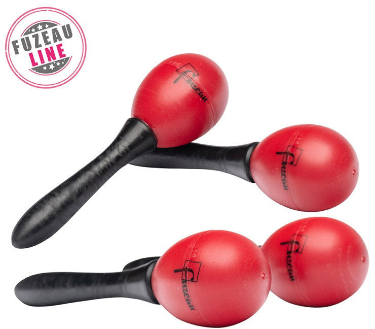 2 paia di maracas sonore in plastica rossa e nera