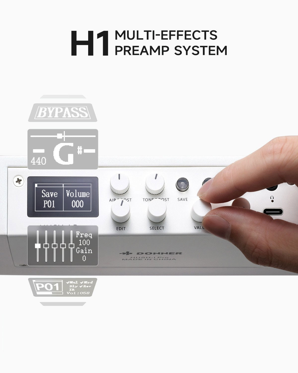 HUSH-I Pro Travel Guitar Bianco