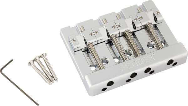 Fender Gruppo ponte per basso a 4 corde HiMass con corde passanti e sellette in ottone Cromato