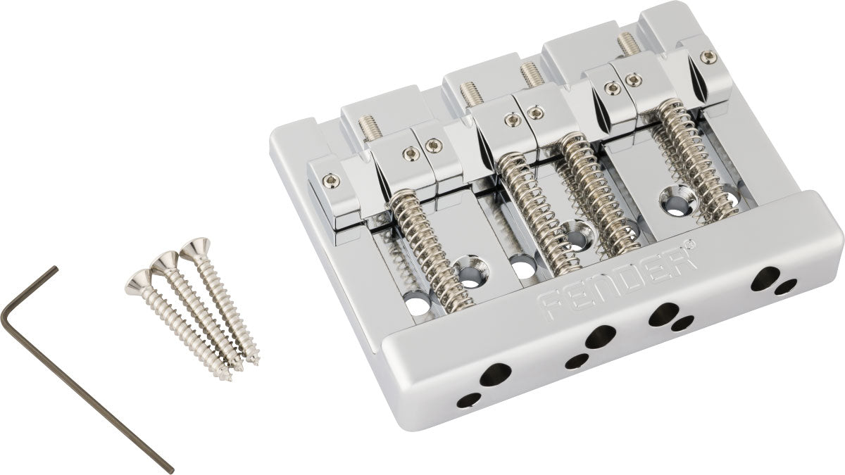 Fender Gruppo ponte per basso a 4 corde HiMass con corde passanti e sellette in ottone Cromato