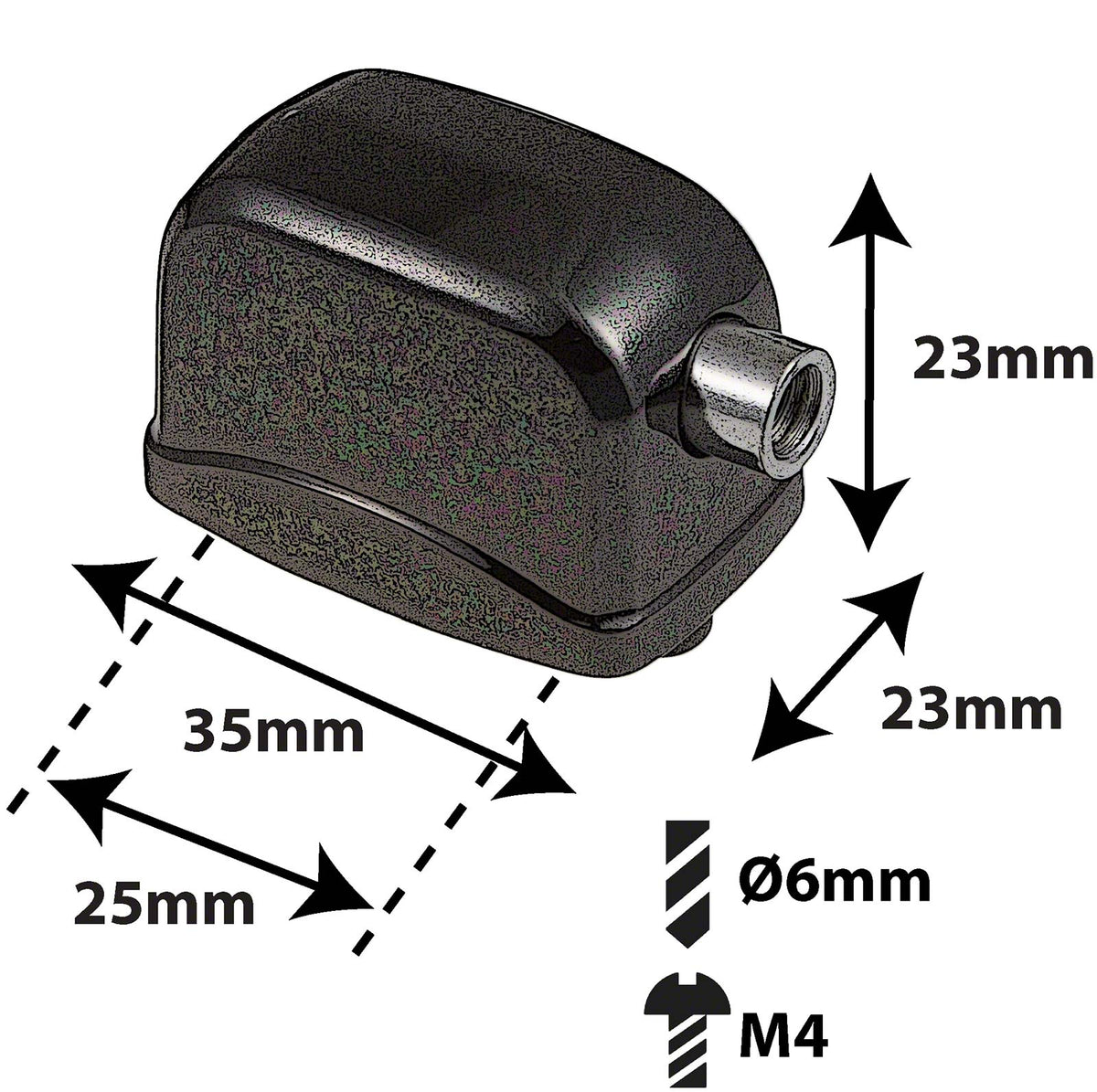 L17SDTT-BK - BLOCCHETTO RULLANTE / TOMTOM NERO - 25MM (X1)