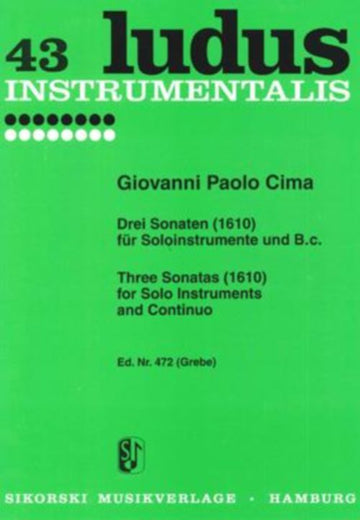 Cima G.P. - Tre sonate (1610) per strumenti solisti e B.C