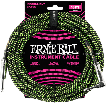 Cavo per Strumento Con Guaina Intrecciata Jack/jack Angolato 5,5M Nero/Verde