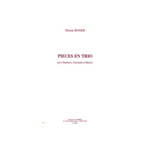 Roger - Pièces En Trio - Oboe Clarinetto e Fagotto