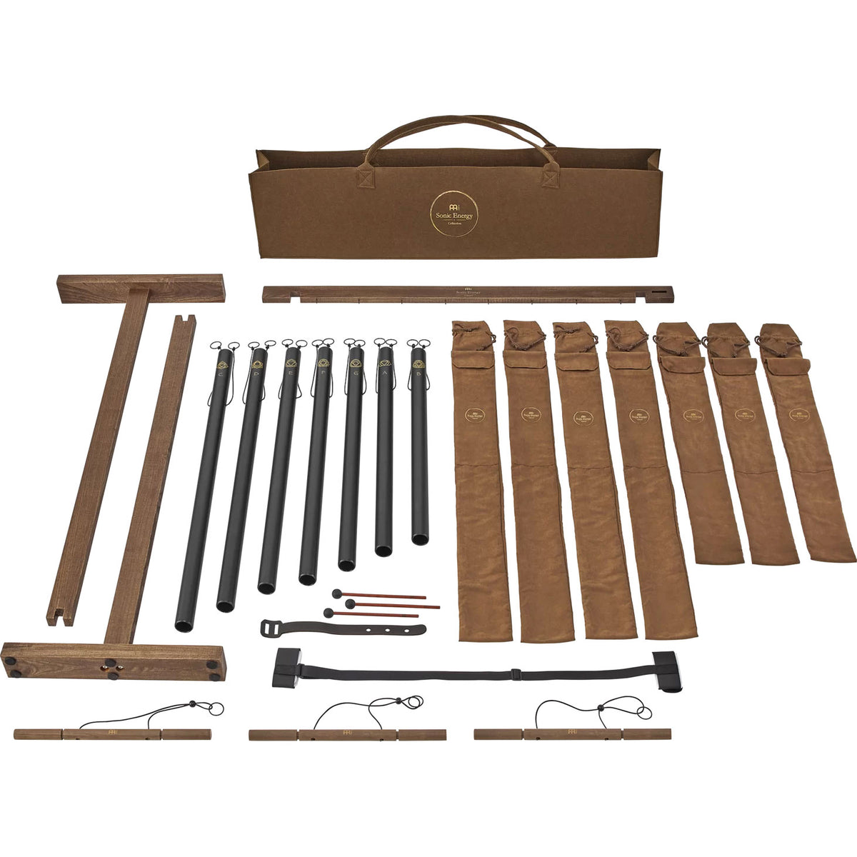 SBTSETCHA - Tubo da bagno sonoro 7 pezzi Set di campane Chakra 432 Hz nero