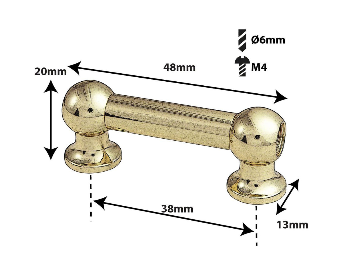 TL12D38-BR Blocchetto Tubo 38mm Dorato Doppio Tirante (X1)