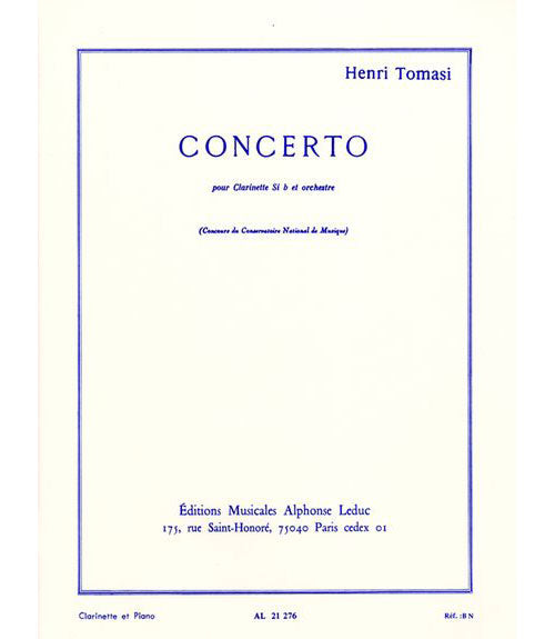 Leduc Tomasi H. - Concerto - Clarinette et Piano